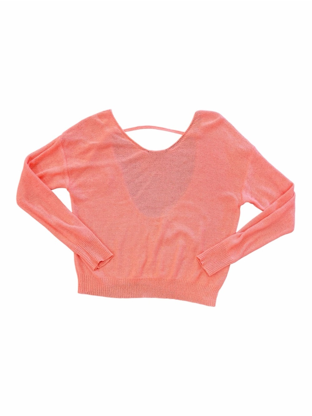Kirra Lightweight Coral Knit Scoop-Back Sweater L